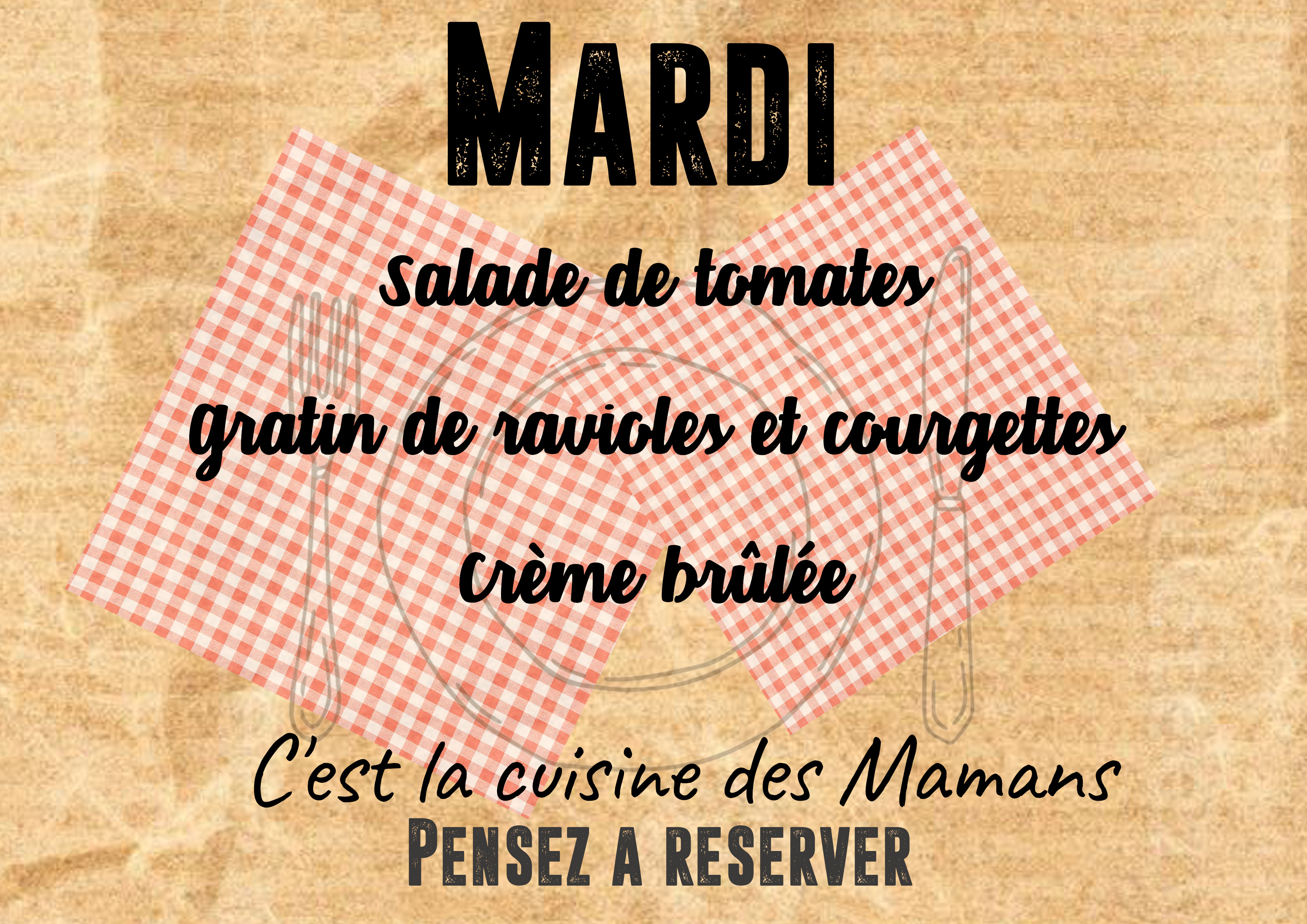 Menu du Mardi 